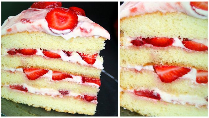 Erdbeer-–-Sahne-–-Torte
