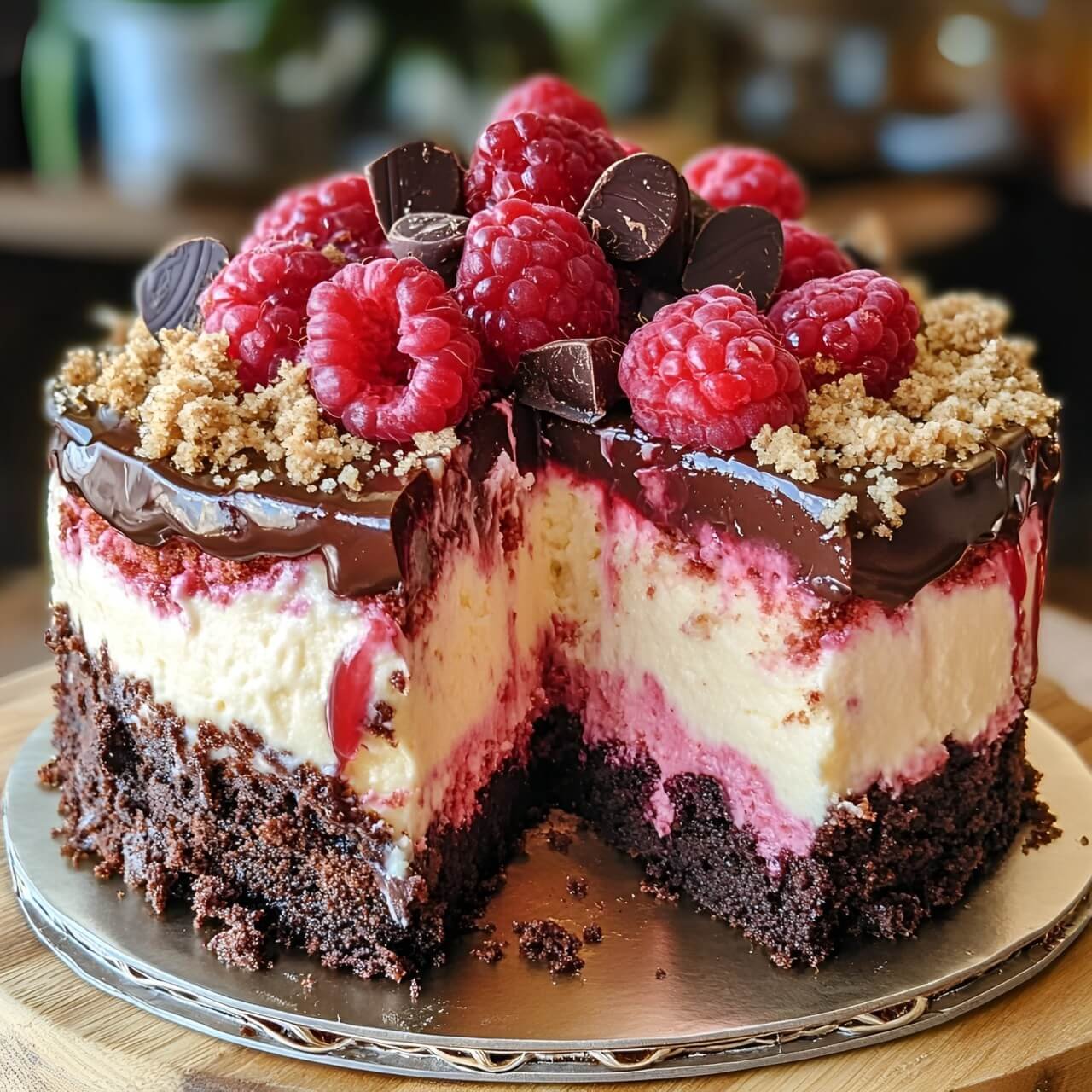 Luxuriöser Schokoladen-Himbeer-Käsekuchen-Krümelkuchen - Beste Essen Luxuriöser Schokoladen-Himbeer-Käsekuchen-Krümelkuchen - Beste Essen